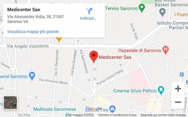 Mappa per raggiungere lo studio Medicenter